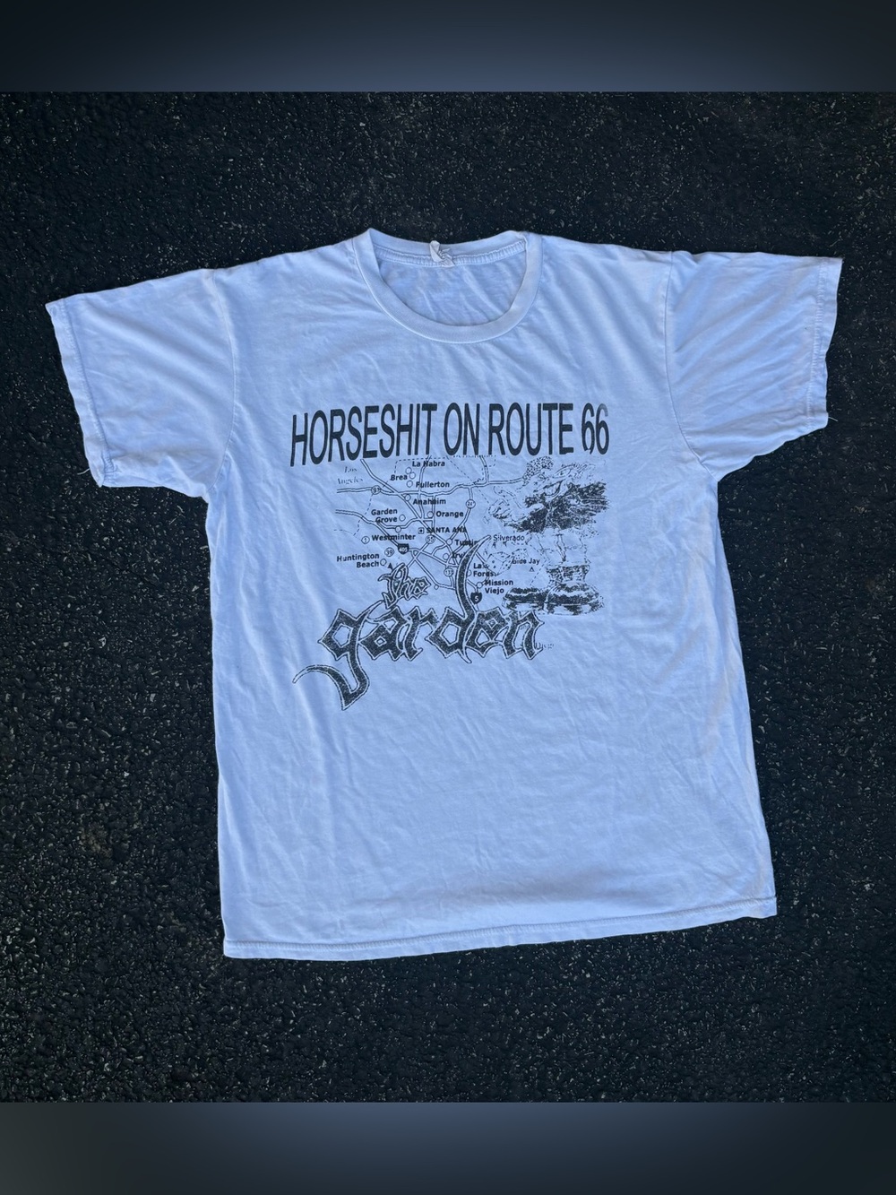 The Garden Band Horseshit On Route 66 White Double Sided Tour Shirt Mens Small